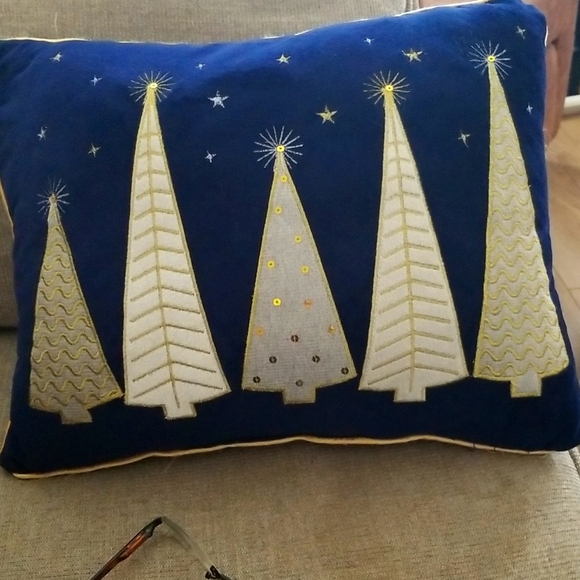 Blue Velvet Holiday Accent Pillow - Picture 1 of 3
